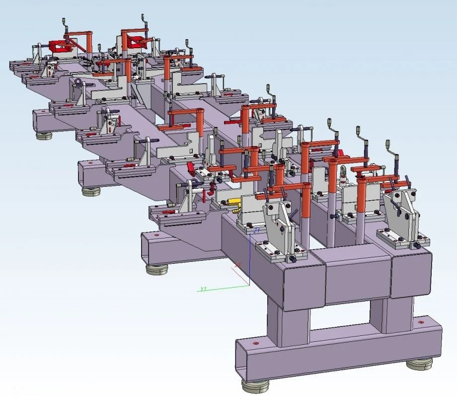3D-Konstruktion einer Heftvorrichtung für die Fahrzeugfertigung